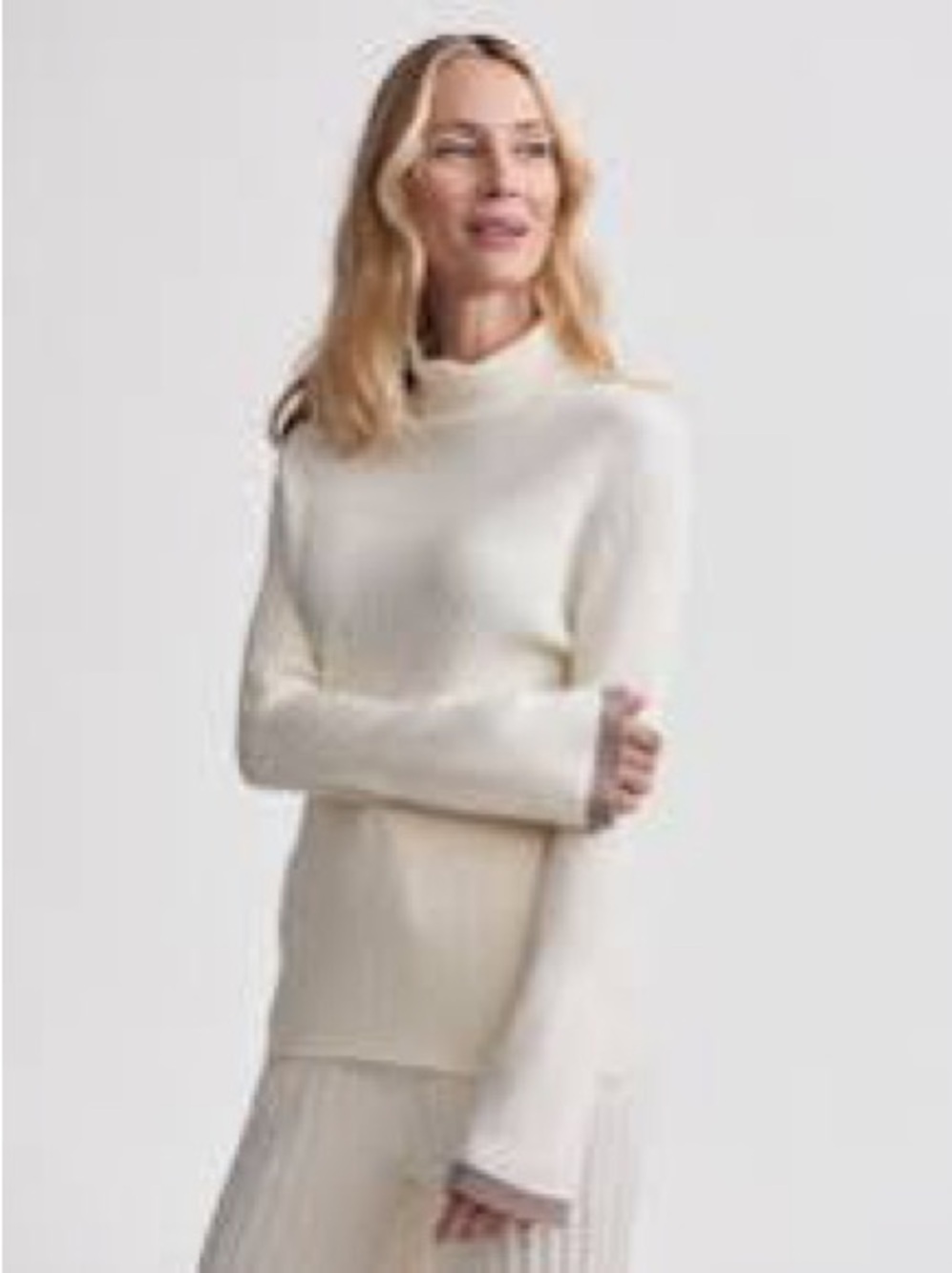 Varley Ravena Rib-Knit Turtleneck Sweater Cream Large - Picture 1 of 5